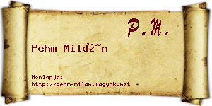 Pehm Milán névjegykártya